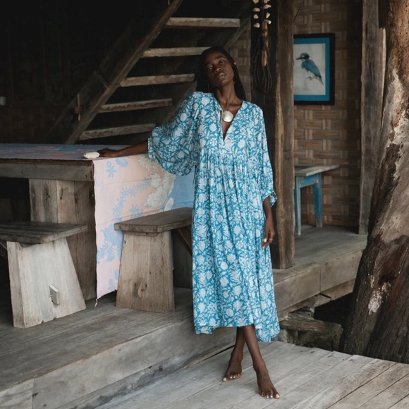 Daughters of India Kyra Midi Dress. Ocean Blue. S. NWT. - Picture 6 of 12